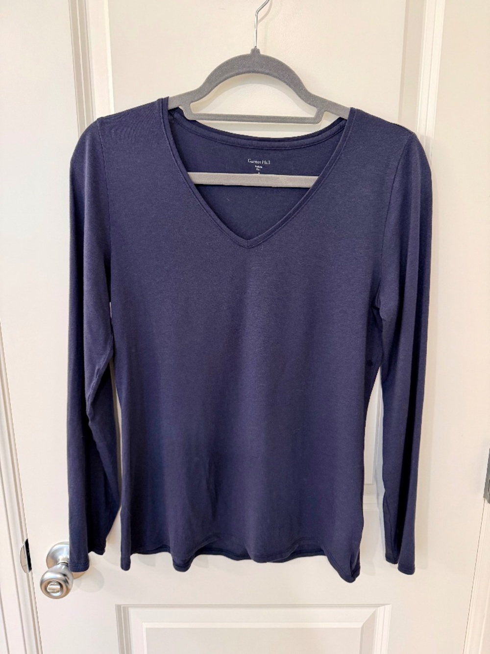 Garnet Hill Essential Long Sleeved Tee in Navy
